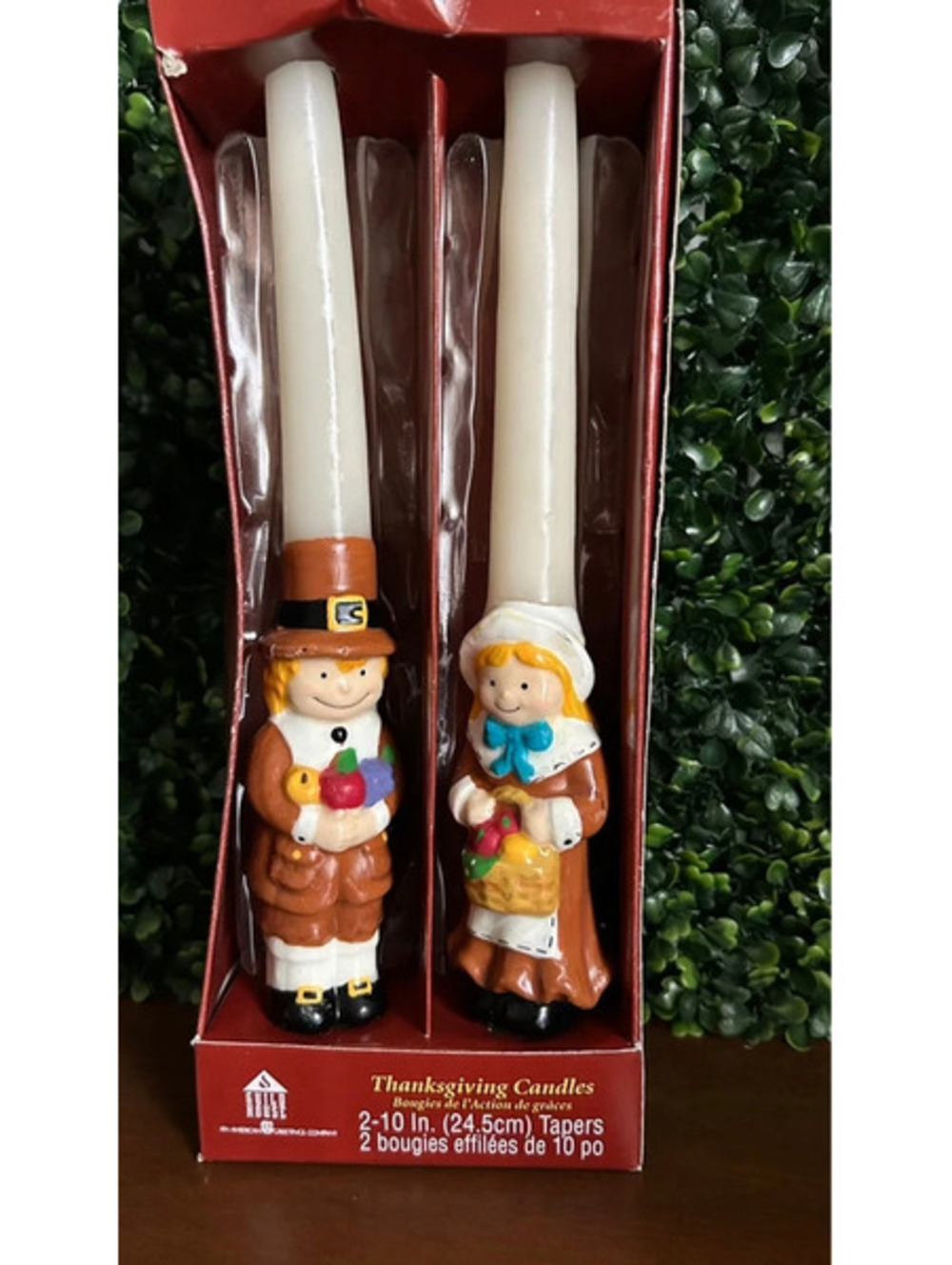 Vintage Thanksgiving Pilgrim Taper Candles 10" Pair NOS Harvest Decor